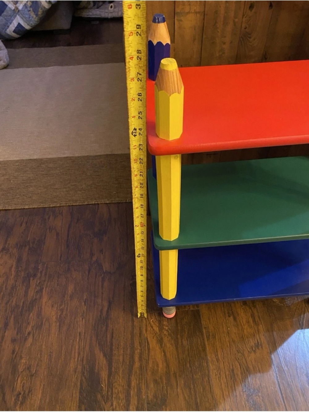 90’s Pierre Sala Colorful Kids Pencil Shelf - Red, Green, Blue, Yellow - Picture 3 of 5